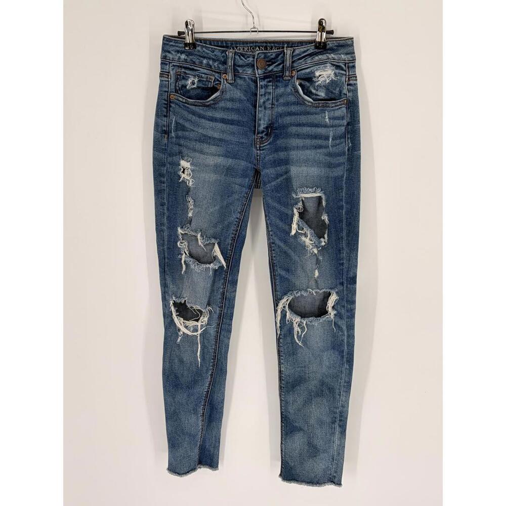 American Eagle Distressed Skinny Jeans Regular 4 Cotton Stretch